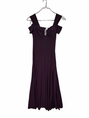 R&M Richards Plum Off-Shoulder Evening Gown with Rhinestone Accent Size 8